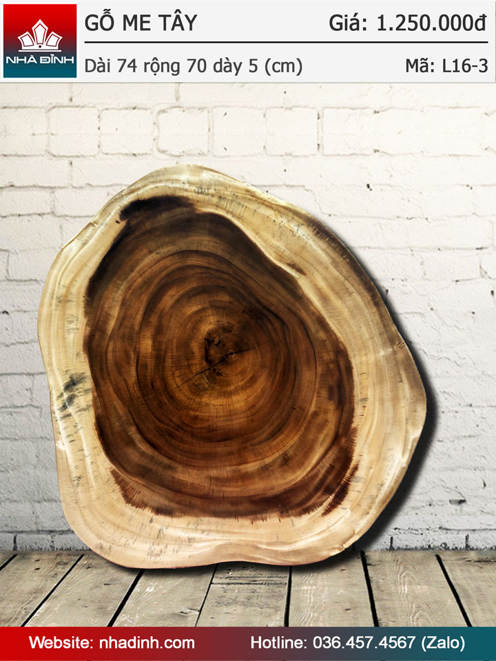 Mặt bàn gỗ Me Tây nguyên khối dài 700 rộng 740 dày 50 (mm)