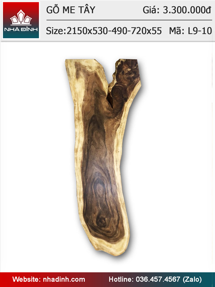 Mặt bàn gỗ Me Tây nguyên khối dài 2m15 rộng 53-49-72 dày 5,5 (cm)
