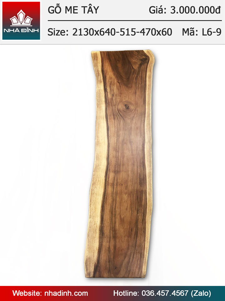 Mặt bàn gỗ Me Tây nguyên khối dài 2m13 rộng 64-51,5-47 dày 6cm