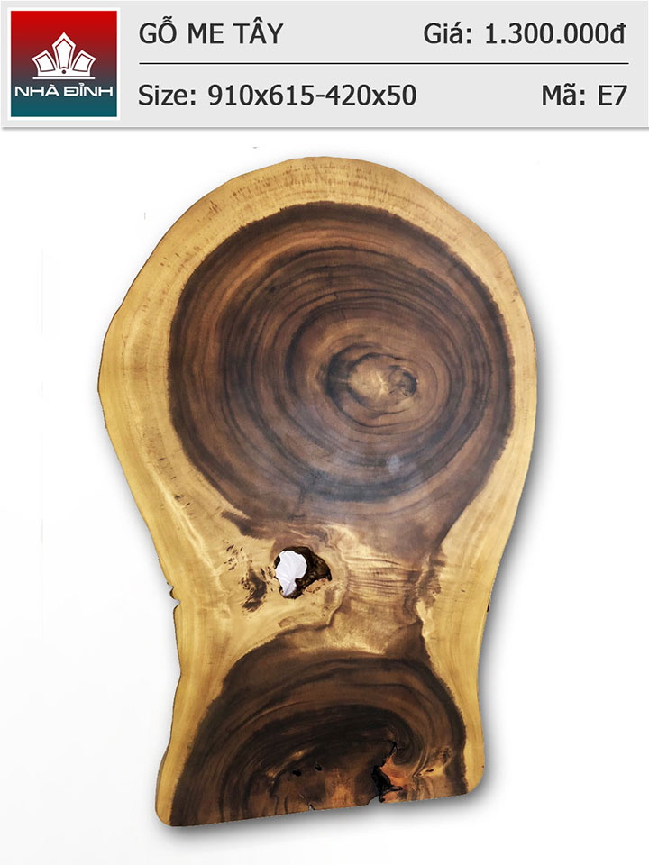 Mặt bàn gỗ Me Tây nguyên khối dài 91 rộng 61.5 - 42 dày 5 (cm)