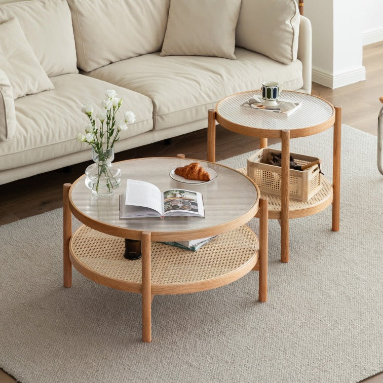 Chọn bàn trà gỗ sồi (Oak) sang trọng với thiết kế phần chân chữ thập
