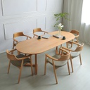 Bàn Ăn Oval Gỗ Sồi (Oak) Dài 200 Ngang 80 Cao 75 (cm)