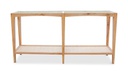 Bàn Console Mặt Kính Gỗ Sồi Kết Hợp Mây Dài 152 Rộng 36 Cao 79 (cm)