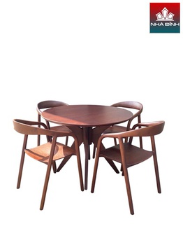 [ASHBA131] Bộ Bàn Ăn Gỗ Tần Bì Cao 75 Đường Kính 100 (cm)