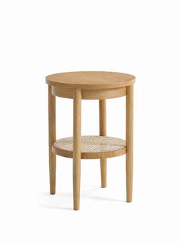 Bàn Tròn Đầu Giường Gỗ Sồi Kết Hợp Mây Cao 55 Đường Kính 40 (cm)