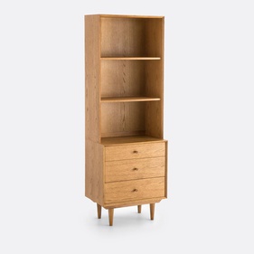 [OAKTS26] Tủ Sách 3 Hộc Kéo Gỗ Sồi Cao 175 Rộng 60 Sâu 40 (cm)