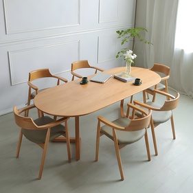 [OKBA6G2] Bàn Ăn Oval Gỗ Sồi (Oak) Dài 200 Ngang 80 Cao 75 (cm)