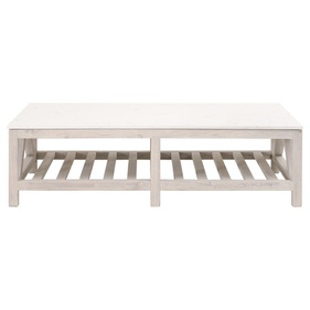 Bàn Coffee Gỗ Thông Sơn Trắng Mặt Đá Dài 160 Rộng 90 Cao 44 (cm)