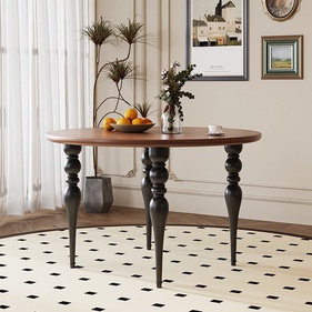 [ASHBA102] Bàn Ăn Tròn Chân Tiện Gỗ Tần Bì Cao 75 Rộng 120 Sâu 120 (cm)