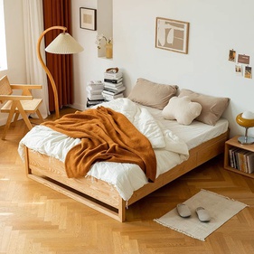 [OAKGI171] Giường Ngủ Gỗ Sồi Cao 40 Ngang 181 Rộng 203 (cm)