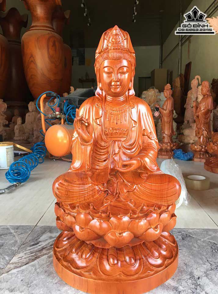 Tượng Phật Bà Quan Âm Ngồi Đài Sen 