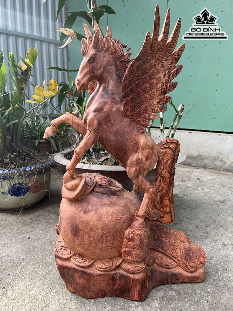 Tượng Ngựa (Nhất Mã) Gỗ Hương Việt Cao 68 Ngang 43 Sâu 26 (cm) 2