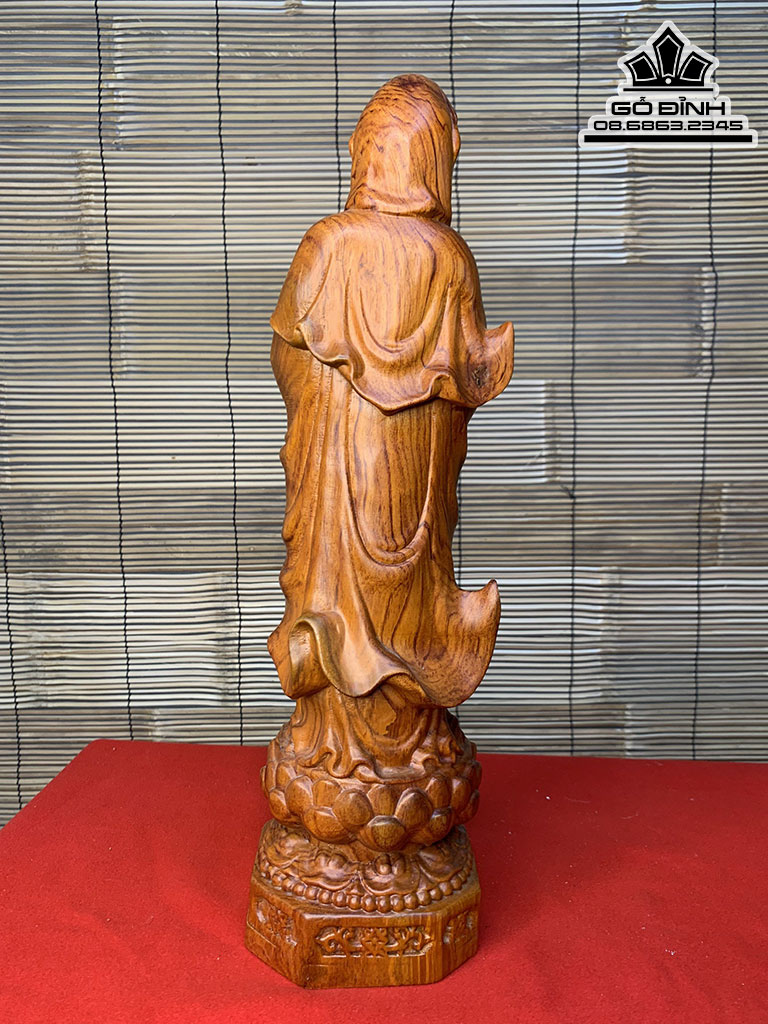 Tượng Phật Quan Âm Gỗ Hương Cao 40 Ngang 10 Sâu 10 (cm) 5
