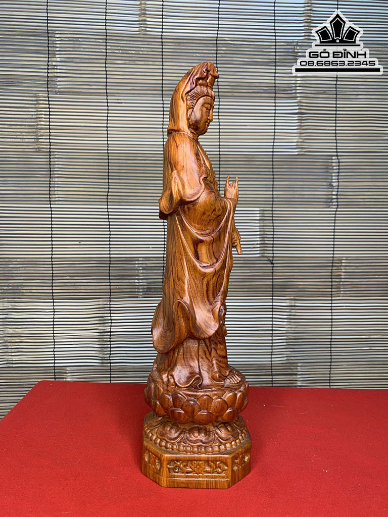 Tượng Phật Quan Âm Gỗ Hương Cao 40 Ngang 10 Sâu 10 (cm) 7