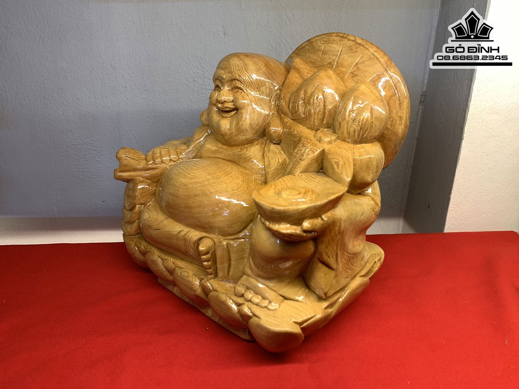 Tượng Phật Di Lặc Gỗ Pơ Mu Cao 27 Ngang 27 Sâu 18 (cm) 2