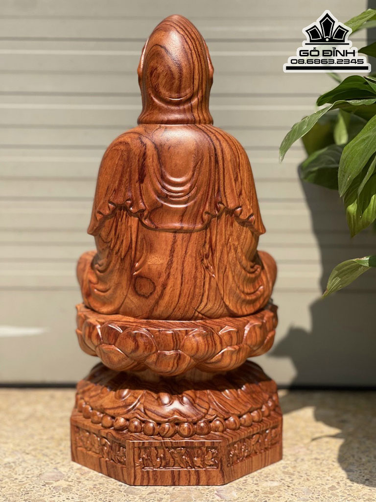 Tượng Phật Bà Tọa Đài Sen Gỗ Hương Đá Cao 30 Ngang 15 Sâu 15 (cm) 0
