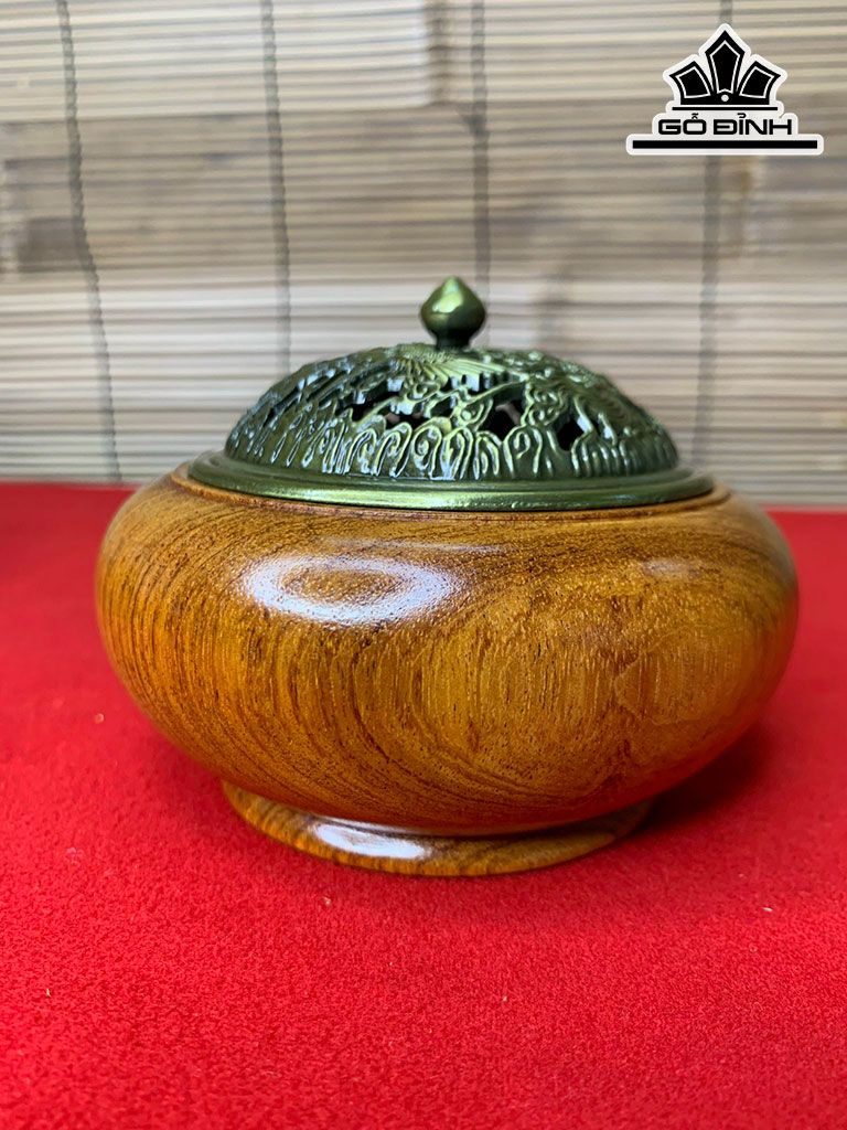 Lư Xông Trầm Gỗ Hương Cao 8 Đường Kính 11 (cm)