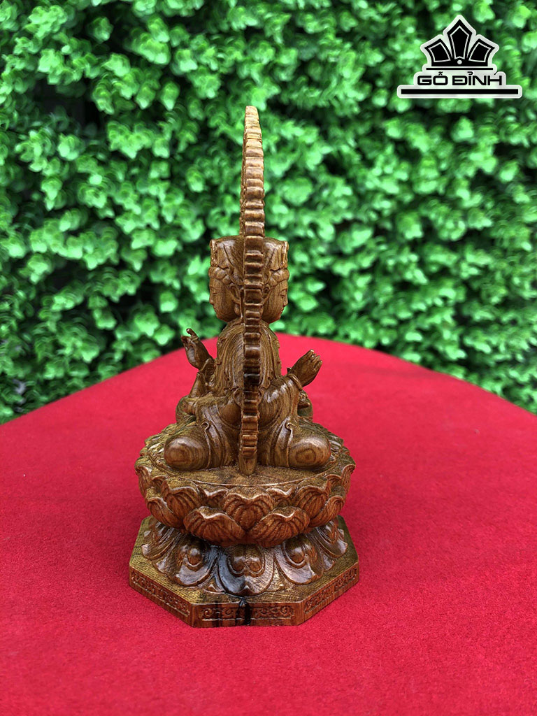 Tượng Phật Bà Quan Âm Gỗ Bách Xanh Cao 13 Đường Kính 8 (cm)