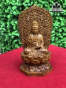 Tượng Phật Bà Quan Âm Gỗ Bách Xanh Cao 13 Đường Kính 8 (cm)