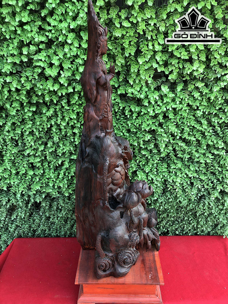 Tượng Phật Bà Quan Âm Gỗ Xá Xị Cao 70 Ngang 30 Sâu 25 (cm)