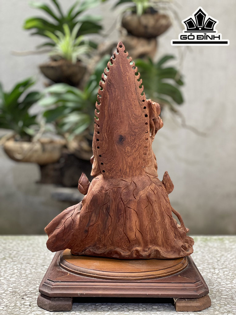 Tượng Phật Bà Quan Âm Gỗ Hương Cao 35 Ngang 25 Sâu 13 (cm)