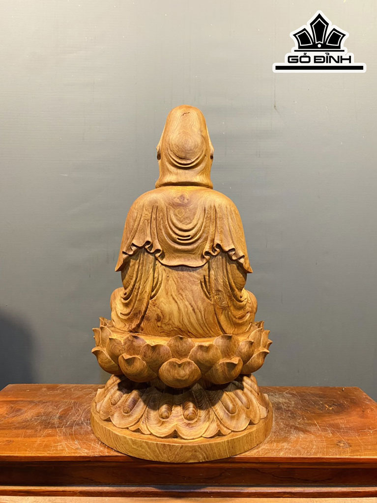 Tượng Phật Bà Quan Âm Gỗ Hương Cao 50 Ngang 26 Sâu 26 (cm)