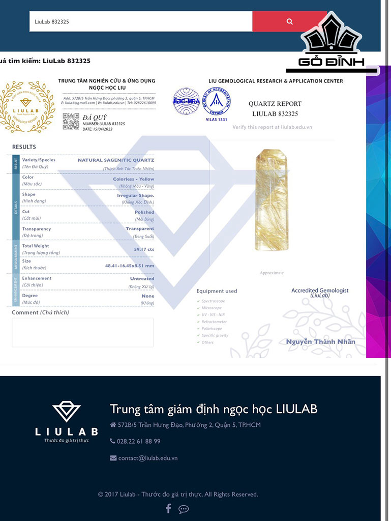 Tác Phẩm Mặt Trơn Đá Thạch Anh Tóc Vàng Cao 48,41 Ngang 8,51 (mm) 59,17gr