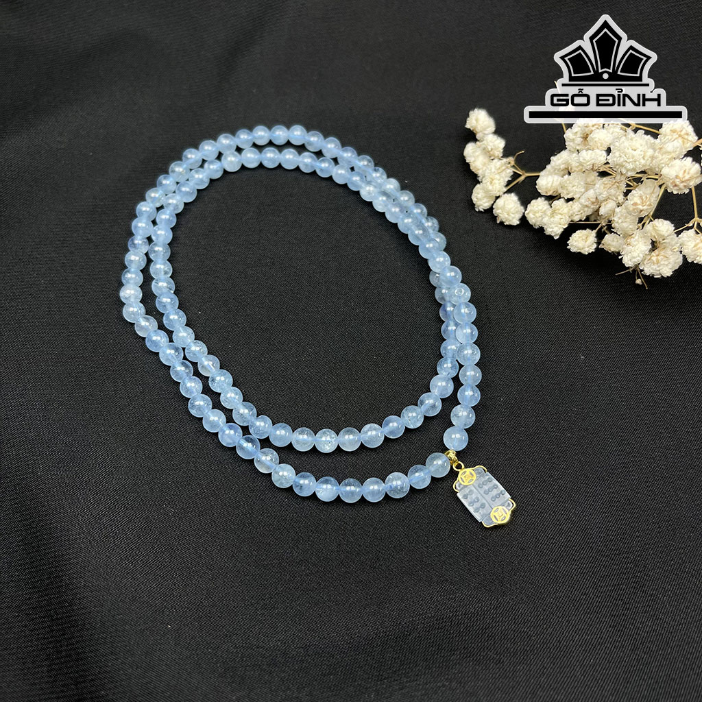 Chuỗi Đá Aquamarine Đường Kính Hạt 5,5 (mm)