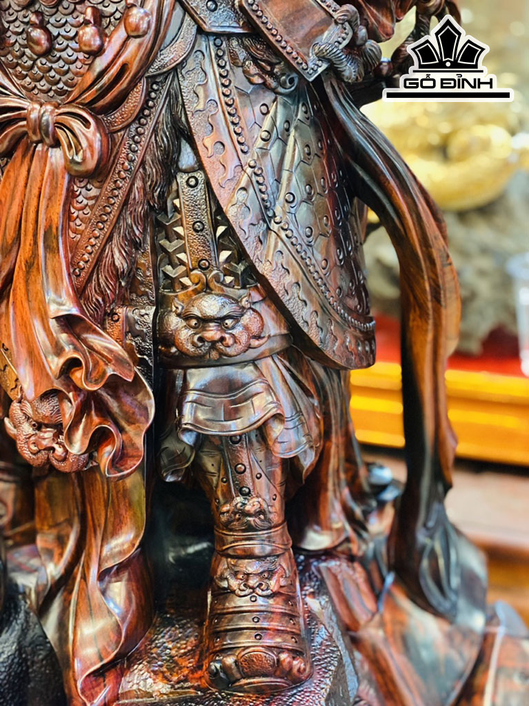 Tượng Quan Công Gỗ Trắc Cao 128 Ngang 56 Sâu 50 (cm)