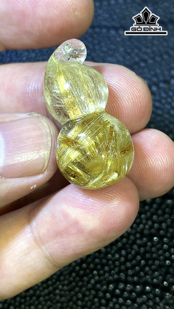 Mặt Dây Chuyền Hồ Lô Đá Thạch Anh Tóc Vàng Cao 31 Ngang 16 Sâu 13 (mm) 7,5gr