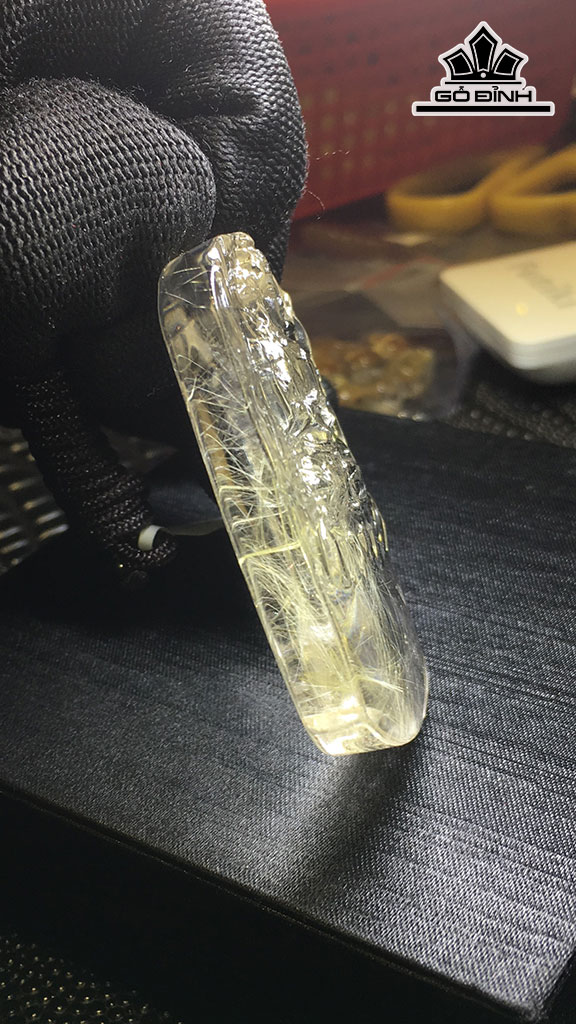 Mặt Dây Chuyền Phật Đá Thạch Anh Tóc Vàng Cao 57,4 Ngang 38,7 Sâu 11,1 (mm) 50,4gr