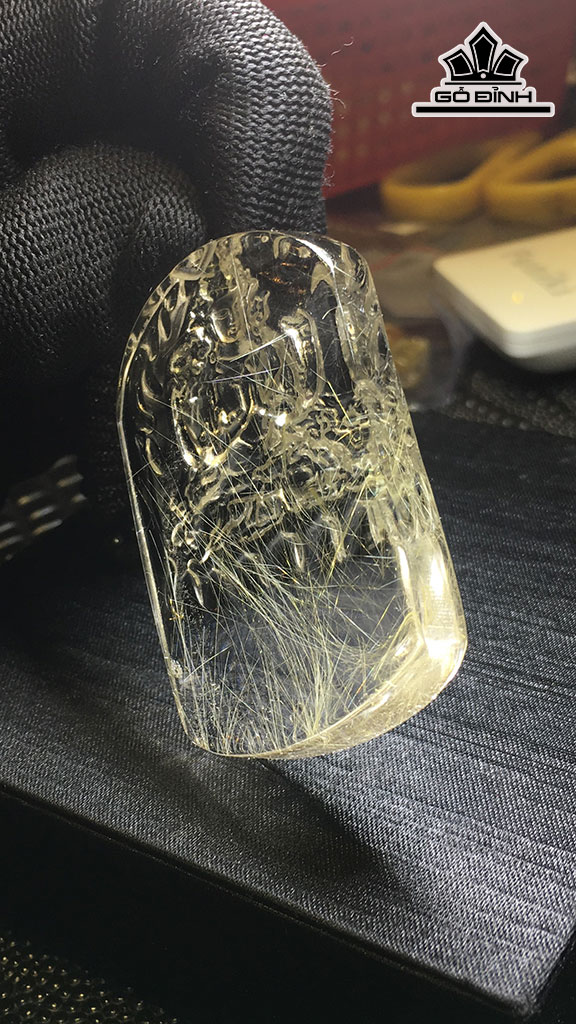Mặt Dây Chuyền Phật Đá Thạch Anh Tóc Vàng Cao 57,4 Ngang 38,7 Sâu 11,1 (mm) 50,4gr