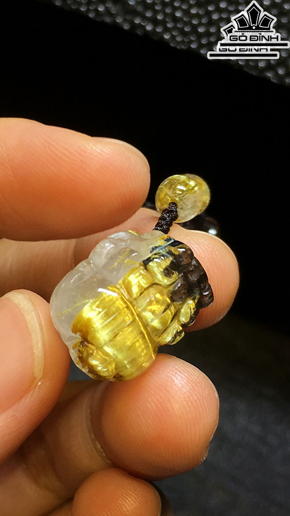 Tỳ Hưu Đá Thạch Anh Tóc Vàng Cao 15,9 Ngang 13 Sâu 10 (mm) 4,6gr