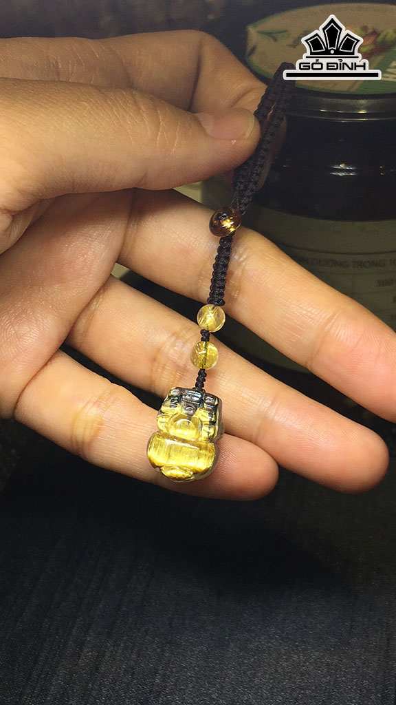 Tỳ Hưu Đá Thạch Anh Tóc Vàng Cao 15,9 Ngang 13 Sâu 10 (mm) 4,6gr