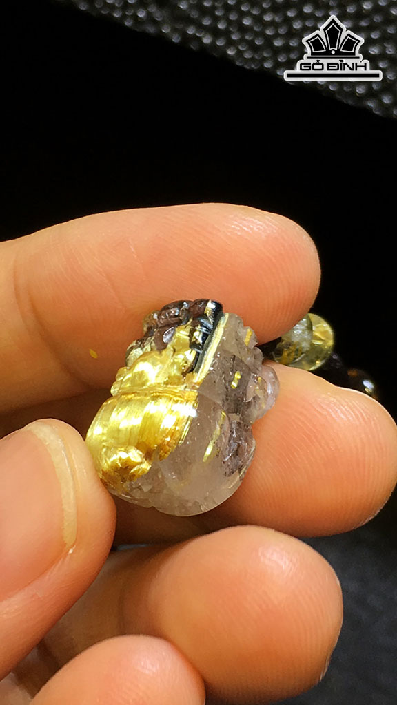 Tỳ Hưu Đá Thạch Anh Tóc Vàng Cao 15,9 Ngang 13 Sâu 10 (mm) 4,6gr