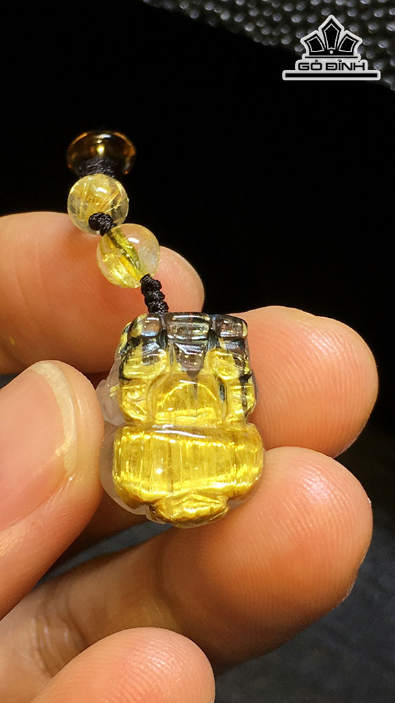 Tỳ Hưu Đá Thạch Anh Tóc Vàng Cao 15,9 Ngang 13 Sâu 10 (mm) 4,6gr