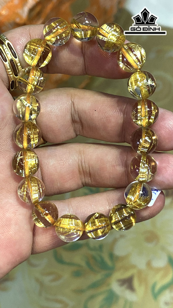 Vòng Tay Đá Thạch Anh Tóc Vàng Đường Kính Hạt 10,5 (mm) 33gr