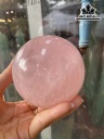 Bi Cầu Đá Thạch Anh Hồng Đường Kính Hạt 9,2 (cm)