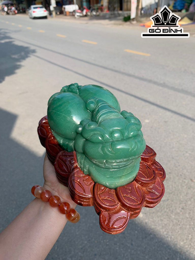 Tỳ Hưu Đá Thạch Anh Xanh Cao 8 Ngang 21 Sâu 12 (cm) 1,8kg