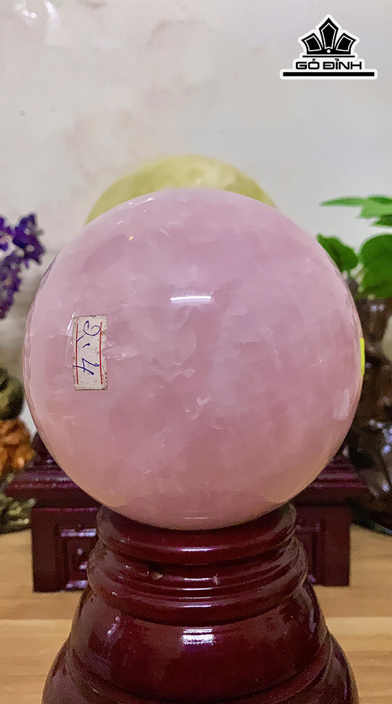 Bi Cầu Đá Thạch Anh Hồng Đường Kính Hạt 12 (cm) 12cts 2,41kg