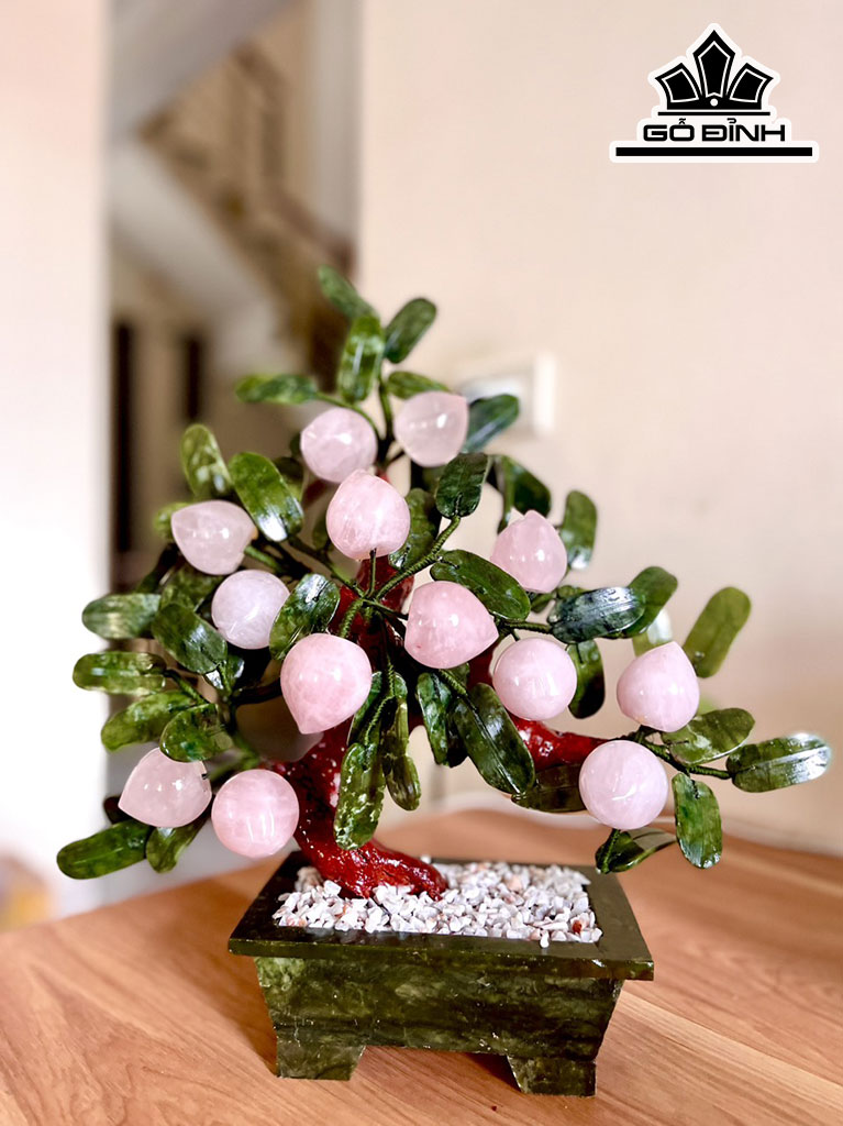 Cây Đào Đá Thạch Anh Hồng Cao 40 (cm)