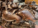Tượng Tam Ngư Vờn Sen Gỗ Trắc Cao 37 Ngang 58 Sâu 13 (cm)
