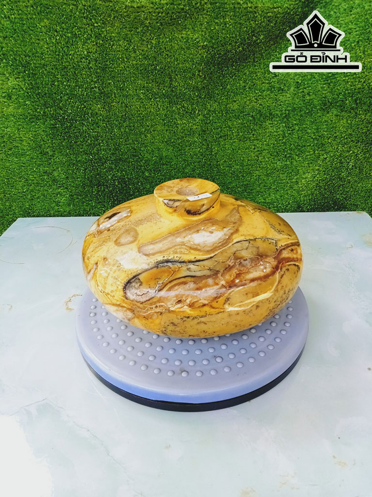 Tác Phẩm Chum Phú Quý Gỗ Hóa Ngọc Cao 12 Đường Kính 22 (cm) 5kg