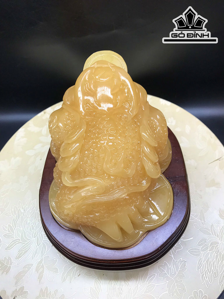 Cóc Tài Bảo Đá Onyx Vàng Cao 10 Ngang 16 Sâu 14 (cm) 2,6kg