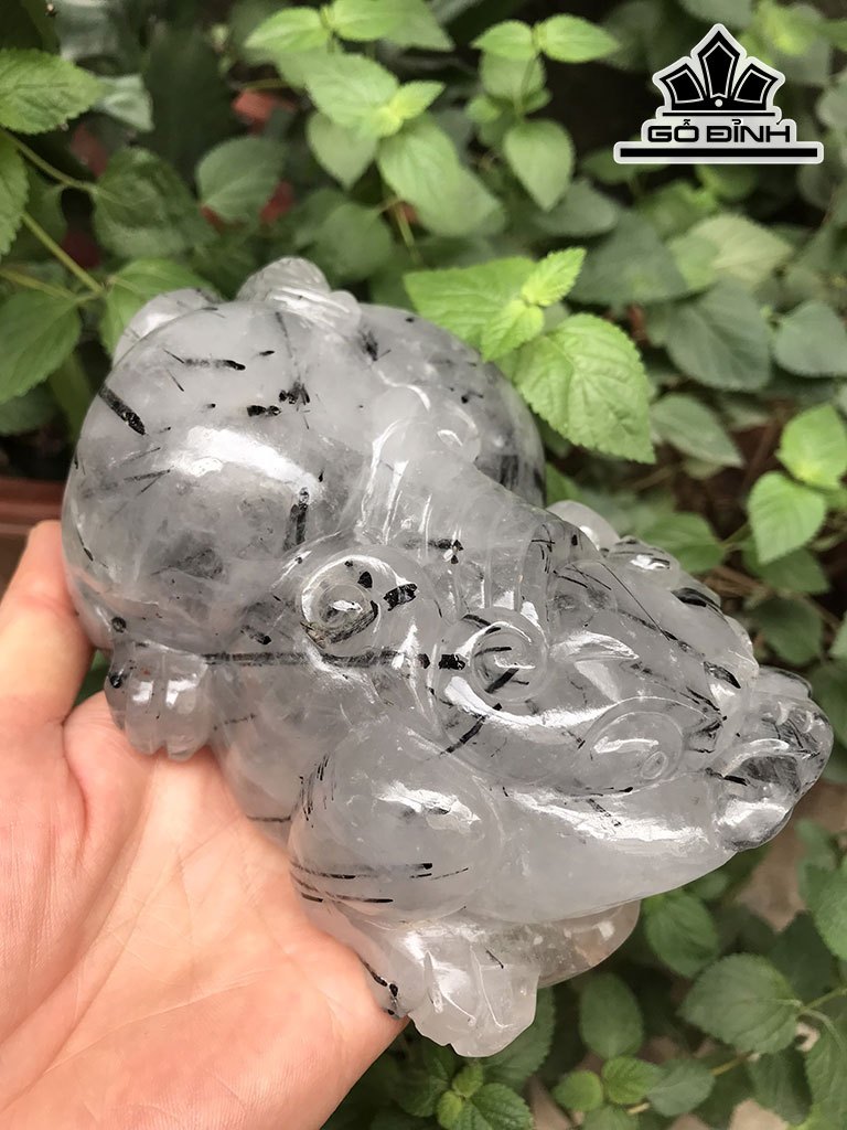 Tỳ Hưu Đá Thạch Anh Tóc Đen Cao 6,9 Ngang 13,2 Sâu 9,5 (cm) 1,25kg