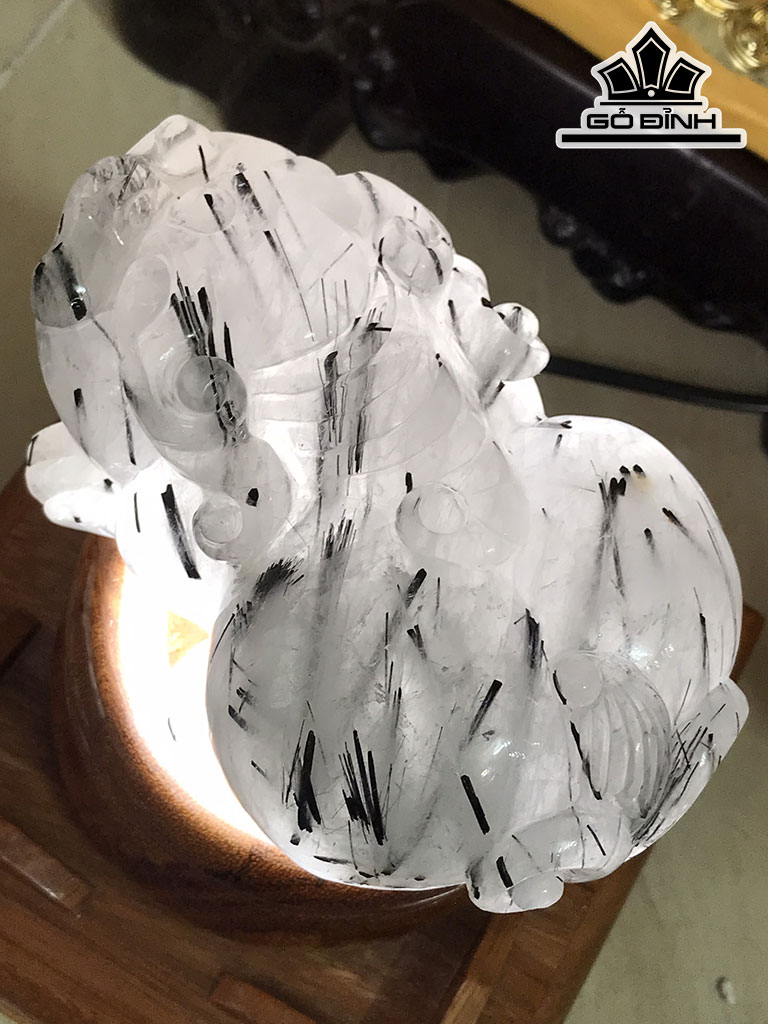 Tỳ Hưu Đá Thạch Anh Tóc Đen Cao 6,9 Ngang 13,2 Sâu 9,5 (cm) 1,25kg