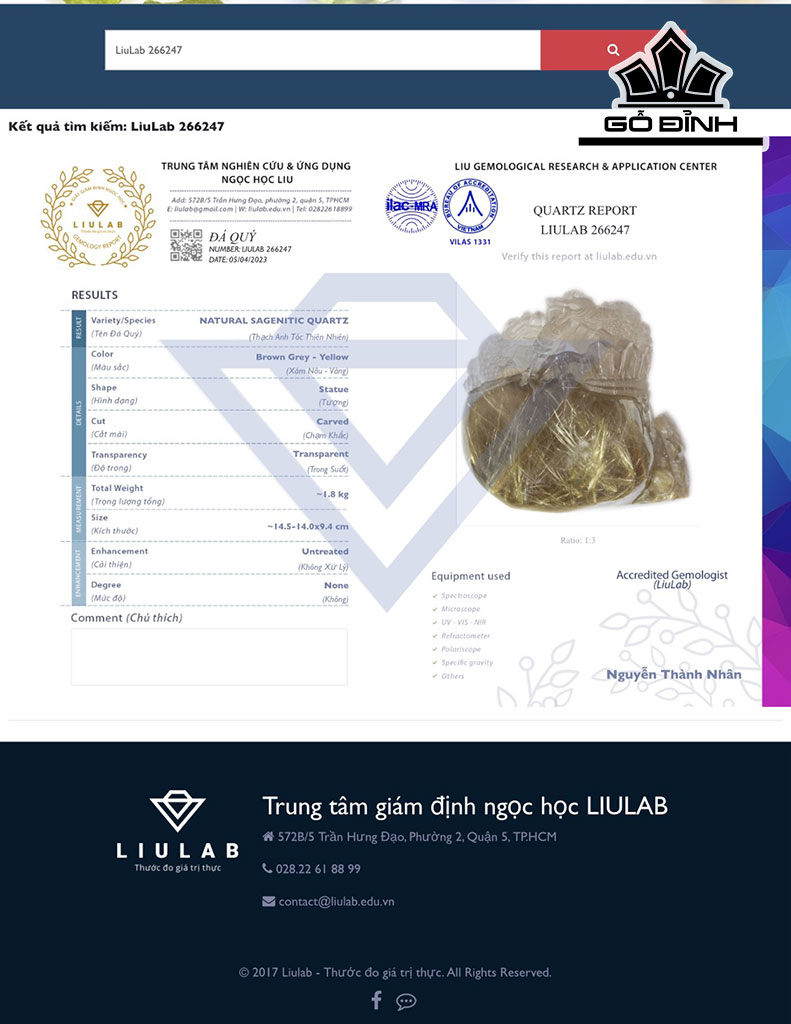 Tác Phẩm Thiềm Thừ Đá Thạch Anh Tóc Vàng Cao 14,5 Ngang 14,0 Sâu 9,4 (cm) 1,8kg