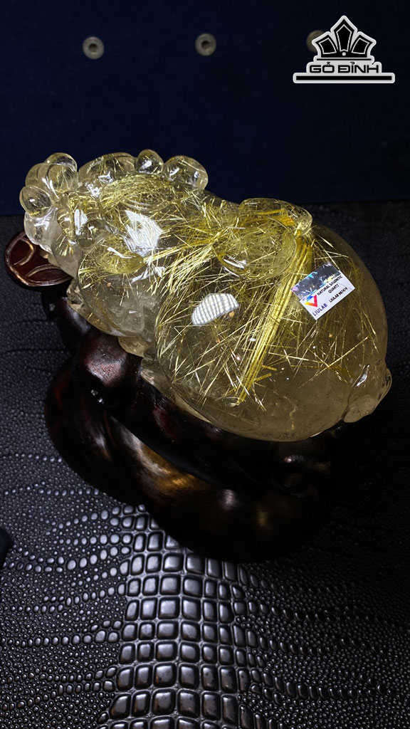 Táp Phẩm Tỳ Hưu Đá Thạch Anh Tóc Vàng Cao 13,5 Ngang 8 Sâu 6,2 (cm) 0,8kg