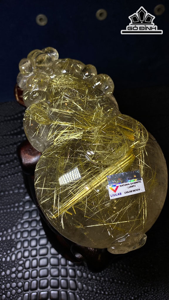 Táp Phẩm Tỳ Hưu Đá Thạch Anh Tóc Vàng Cao 13,5 Ngang 8 Sâu 6,2 (cm) 0,8kg