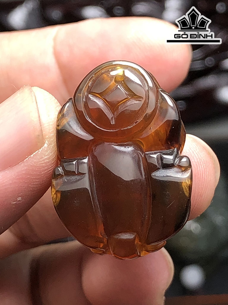 Tỳ Hưu Đá Hổ Phách Cao 29 Ngang 20,5 Sâu 15,5 (mm) 5,2g